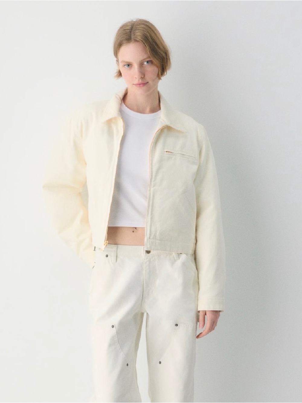 Aritzia TNA Barkley Workwear Jacket Vintage Light Birch Insulated Cotton Twill S
